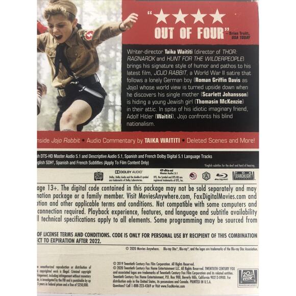 Jojo Rabbit Blu-ray + Digital Code Multi-Screen Edition Adolf Hitler Comedy NEW - Picture 3 of 7